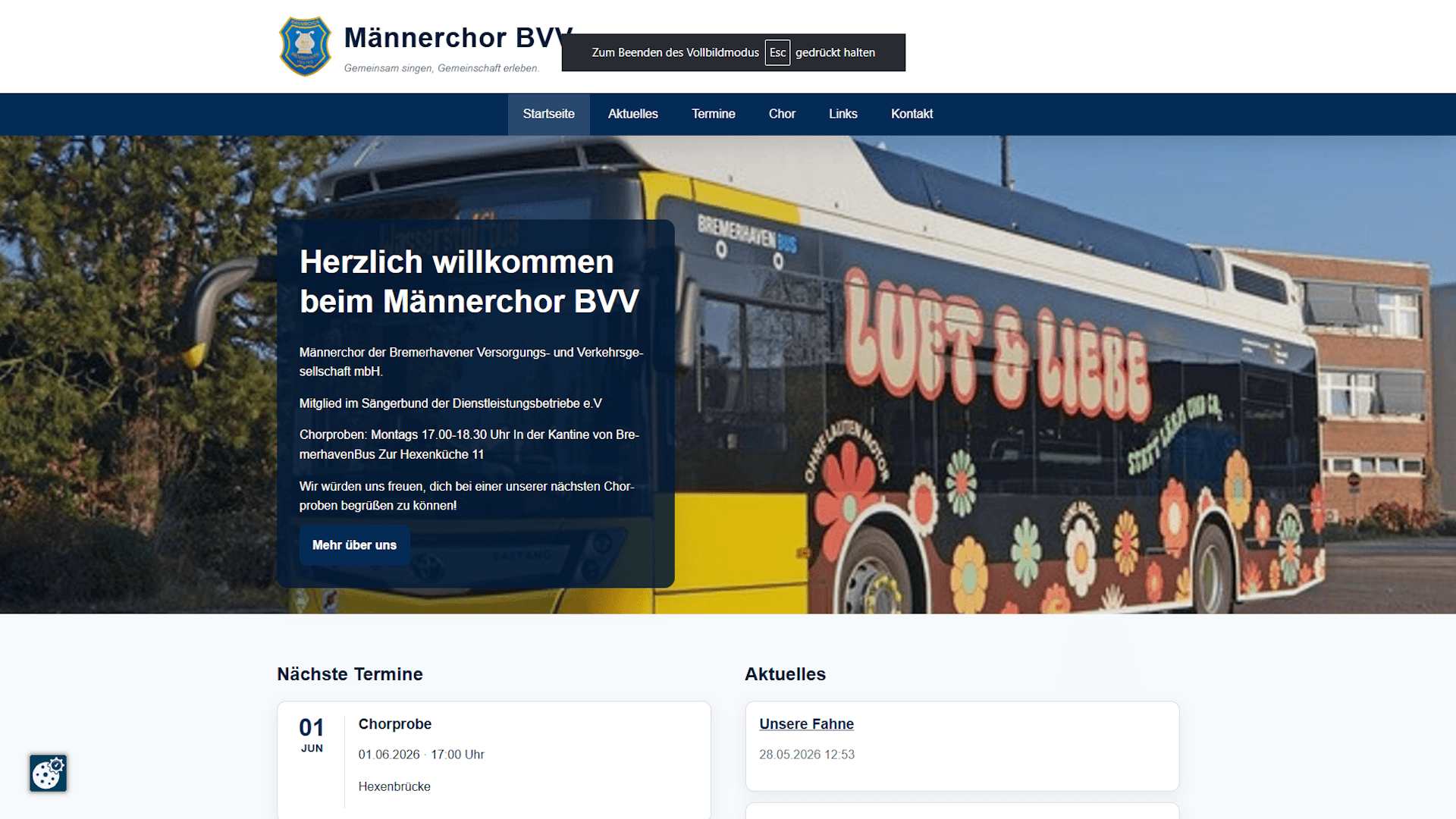 Webseite Männerchor BVV